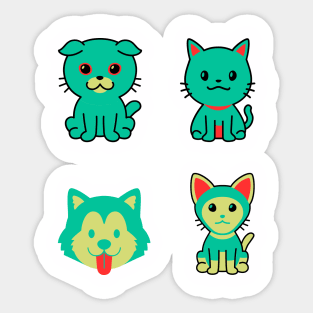 Cool cute beautiful Kitties cat with gorgeous dog Sticker